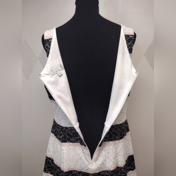 Signature Robbie Bee striped lace fit and flare dress size 14 - Picture 3 of 11